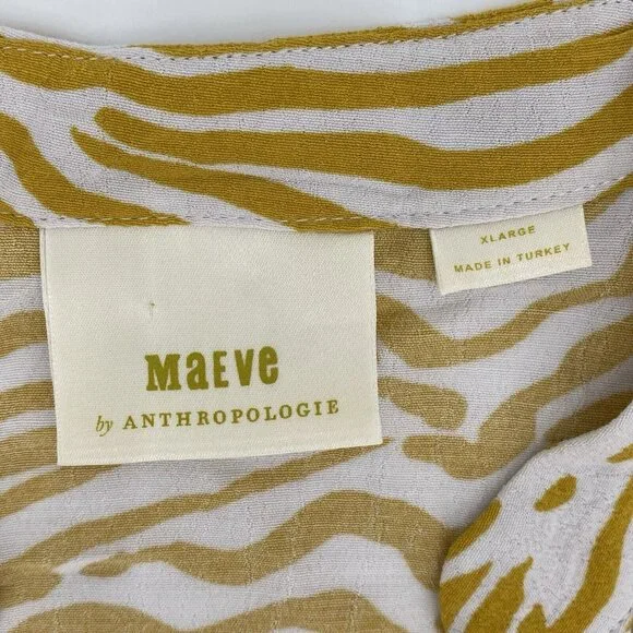Anthropologie MAEVE Size XL Amira Utility Shirt Yellow Zebra Print - Picture 6 of 12
